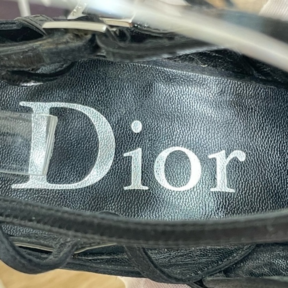 DIOR by JOHN GALLIANO Black Leather& Satin Multistrap Pointed Toe Heels - Picture 8 of 16